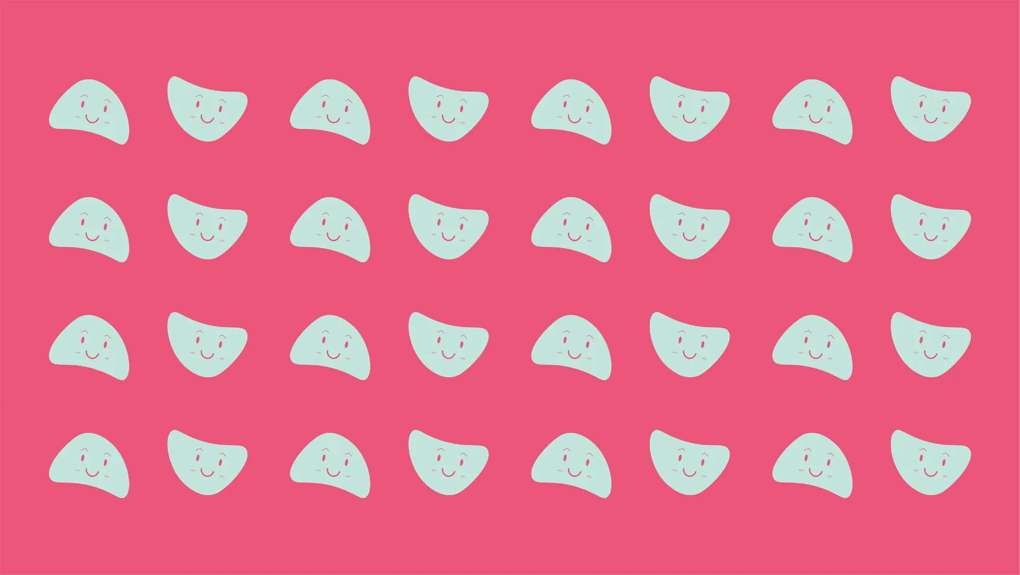 A pattern of mochi shapes on pink