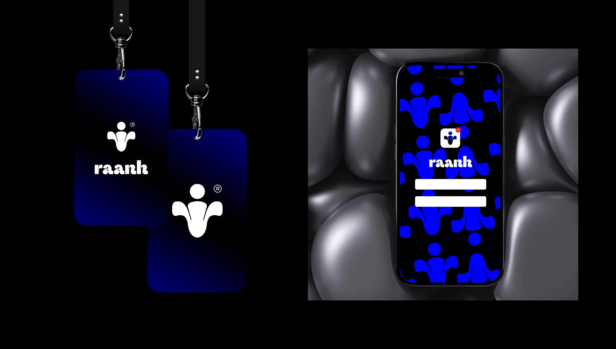 Raanh lanyards and app screen