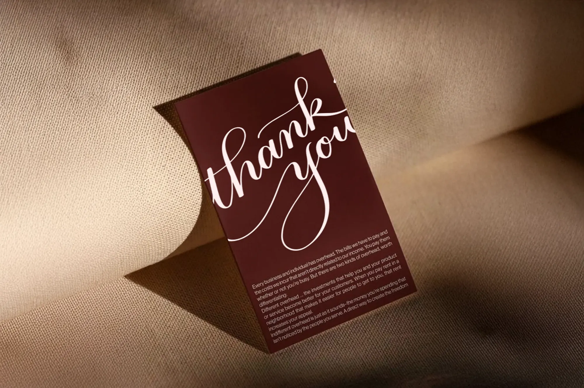 A thank-you card in calligraphy